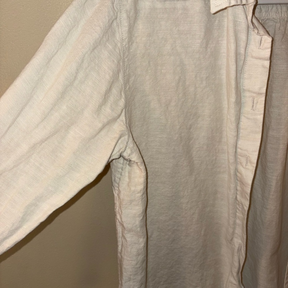 J.Crew Linen Cotton Beach Shirt Small Relaxed Sheer Flax Button Down Cover Up - Picture 8 of 11